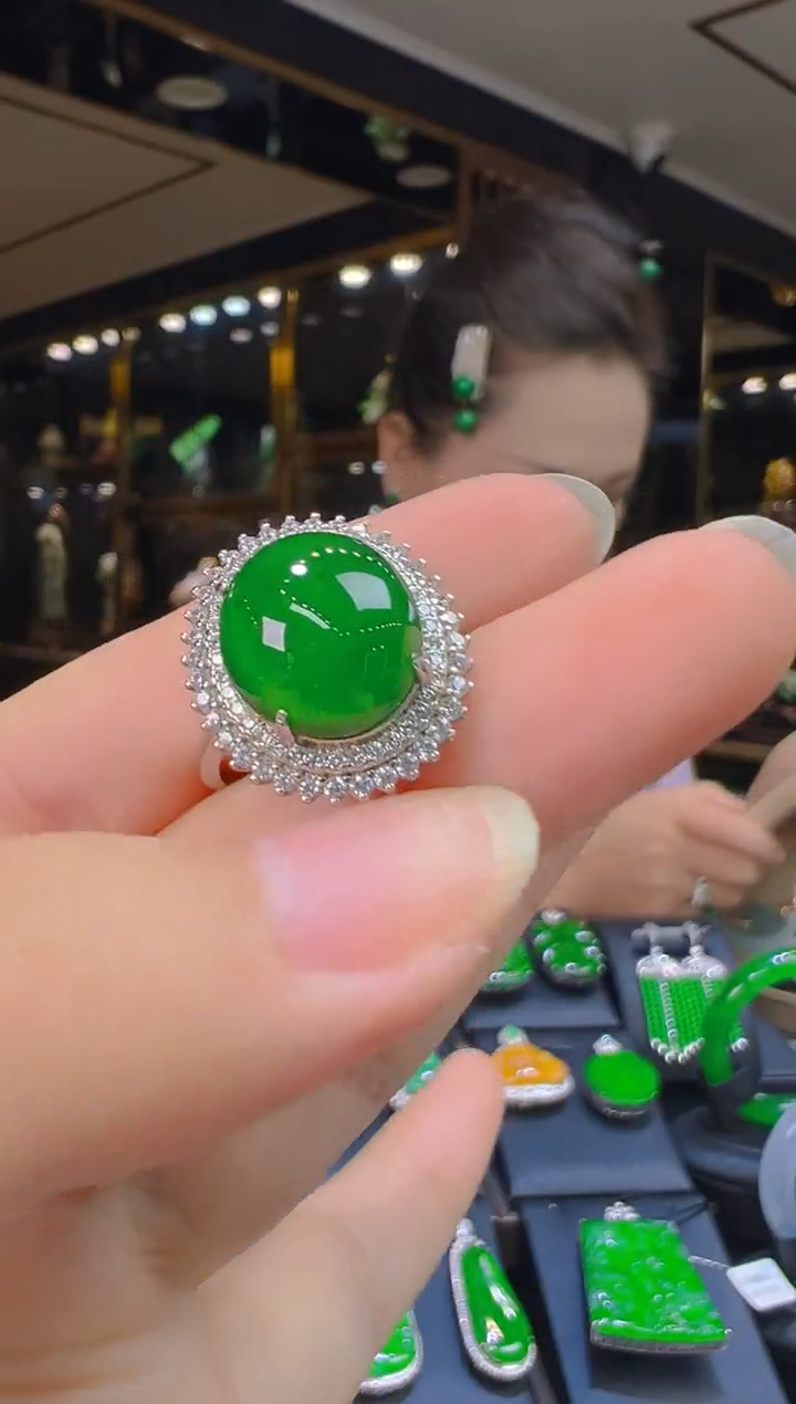 翡翠戒指银S925镶嵌072（多样性发其一）