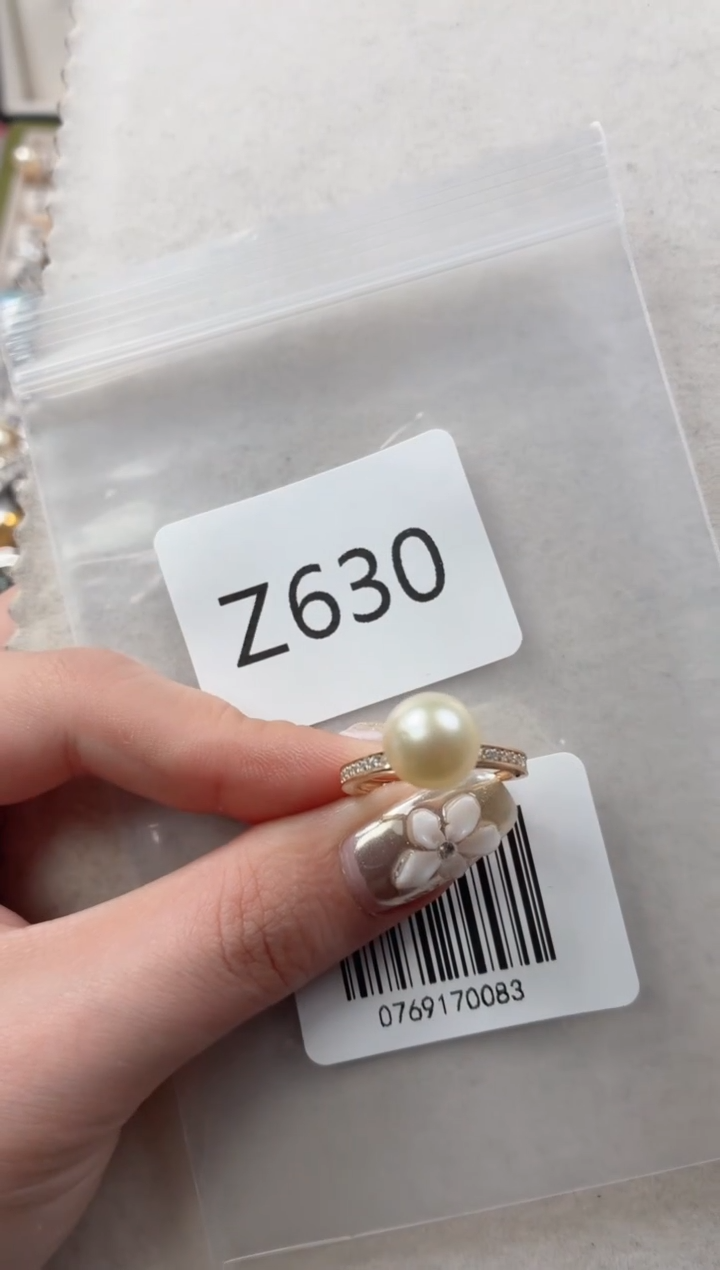 银S925镶嵌戒指海水珍珠Z630