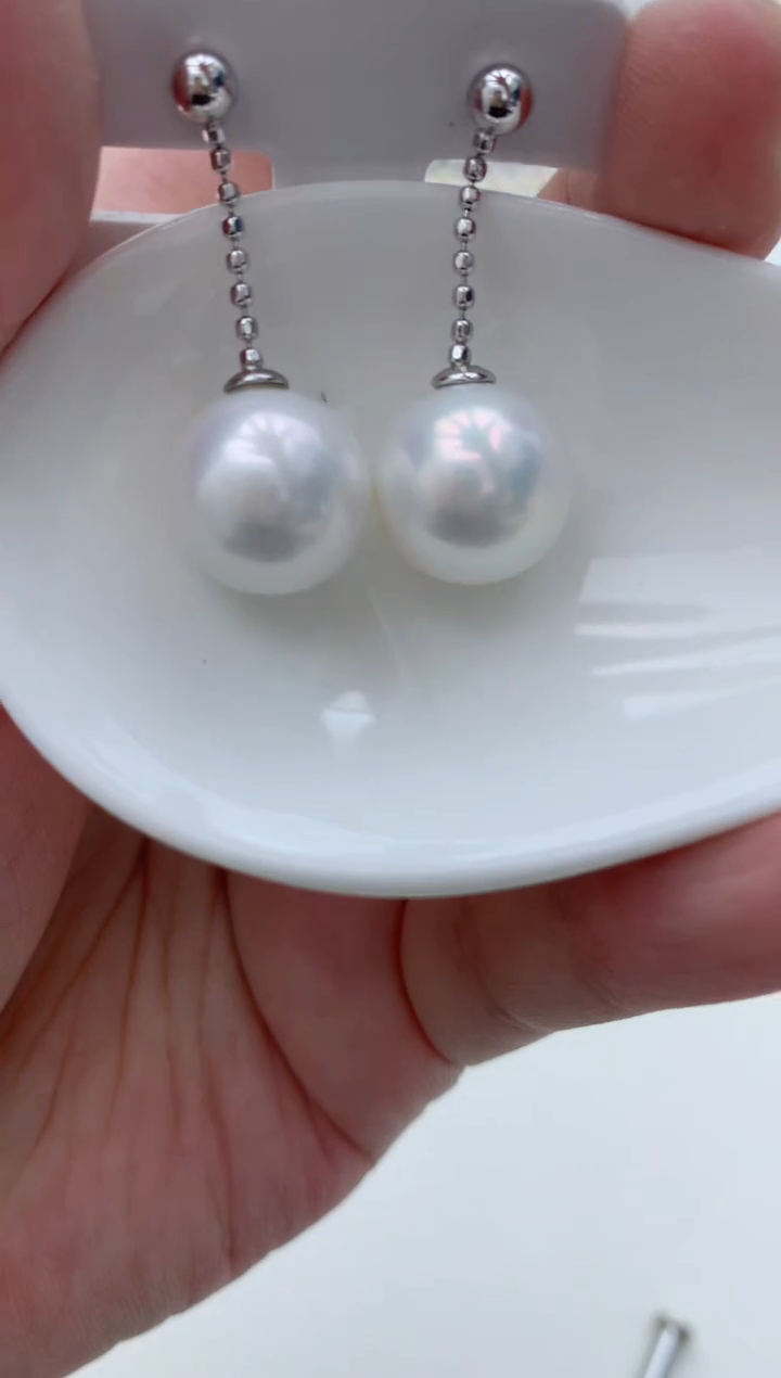 银S925镶嵌淡水珍珠耳饰e43 