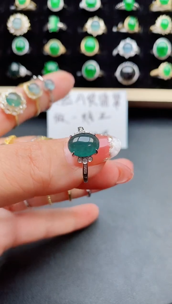 【闪购商品】翡翠戒指银S925镶嵌058080