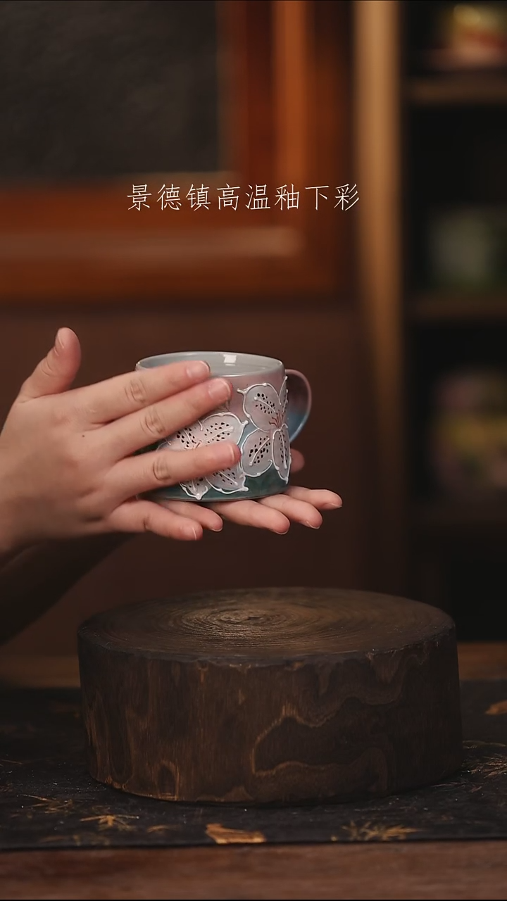 陶瓷景德镇高温釉下手绘陶瓷@L475@