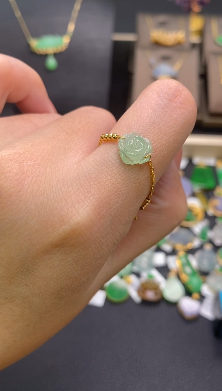 【闪购商品】翡翠18K金镶嵌颈饰净货17336