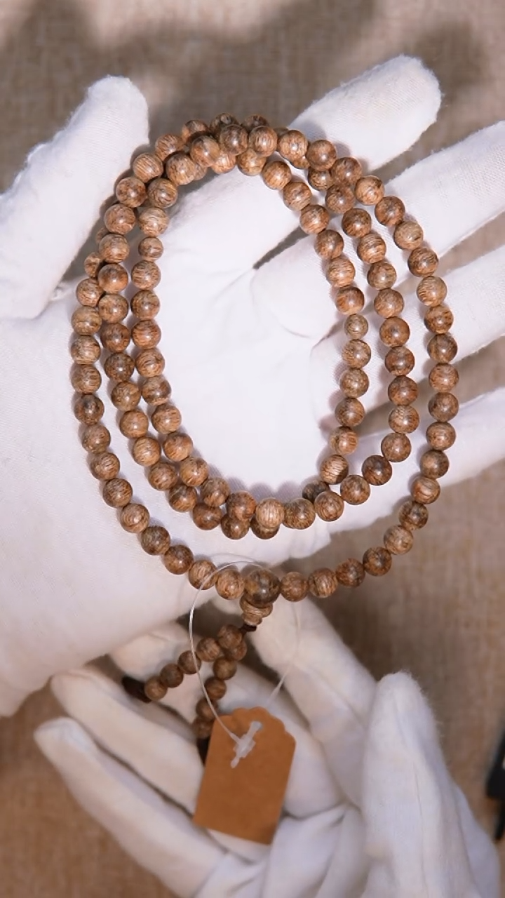 【闪购商品】沉香手串天然野文莱沉香01.65圆珠多圈14g+