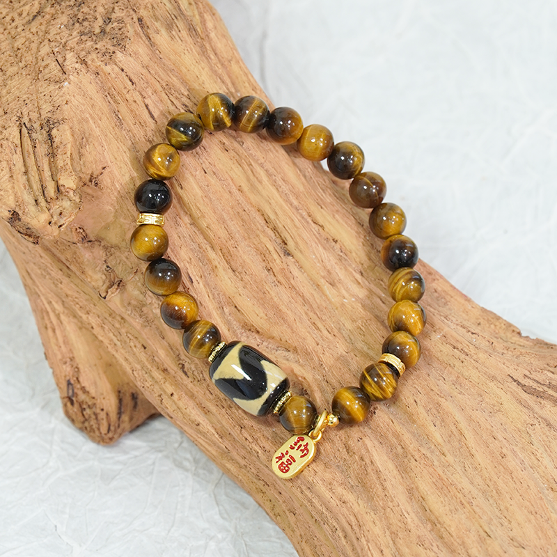 TZ462天然玛瑙牙黄牙牙火眼石配珠手串