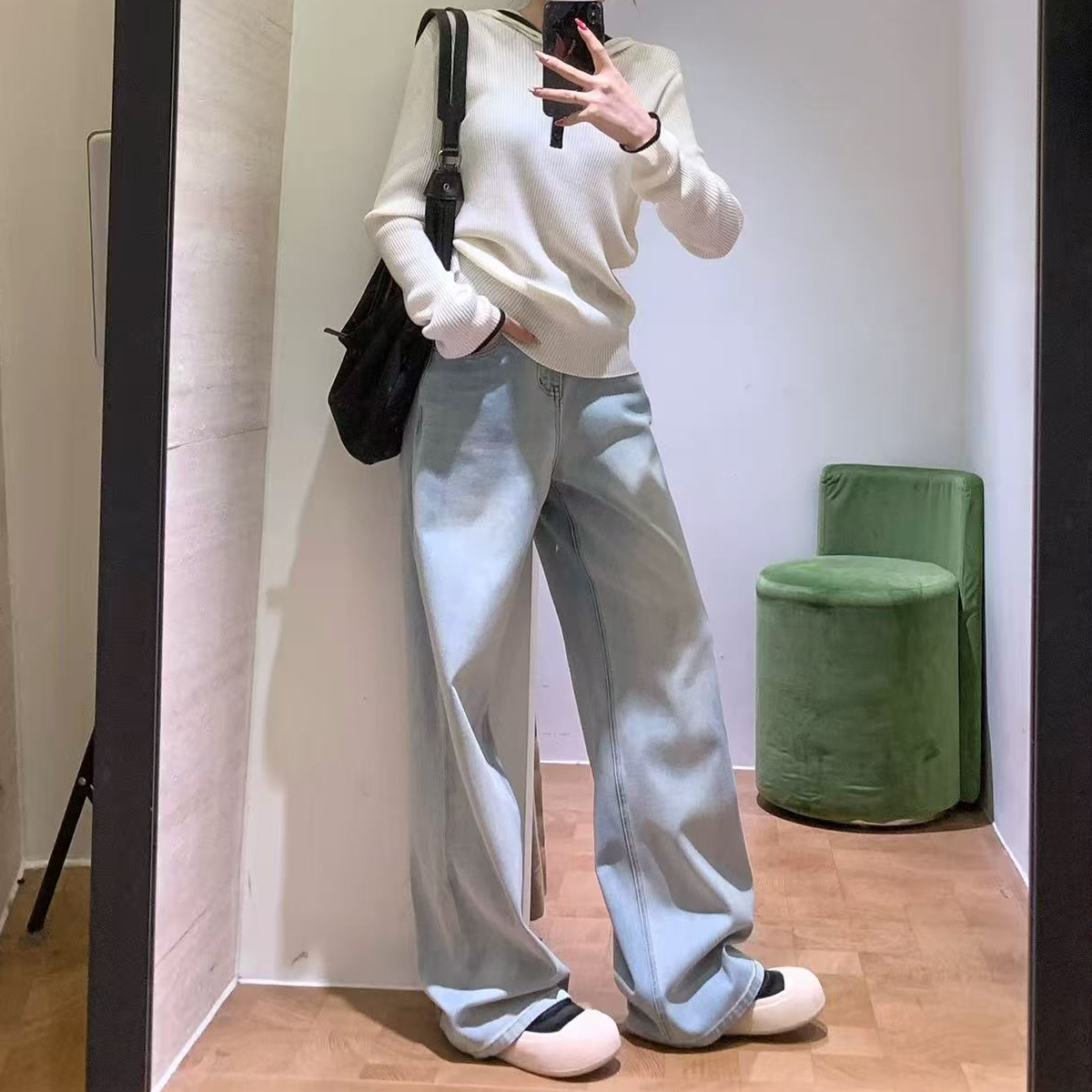 9252时尚拼色连帽羊毛针织衫韩系半拉链慵懒休闲毛衣