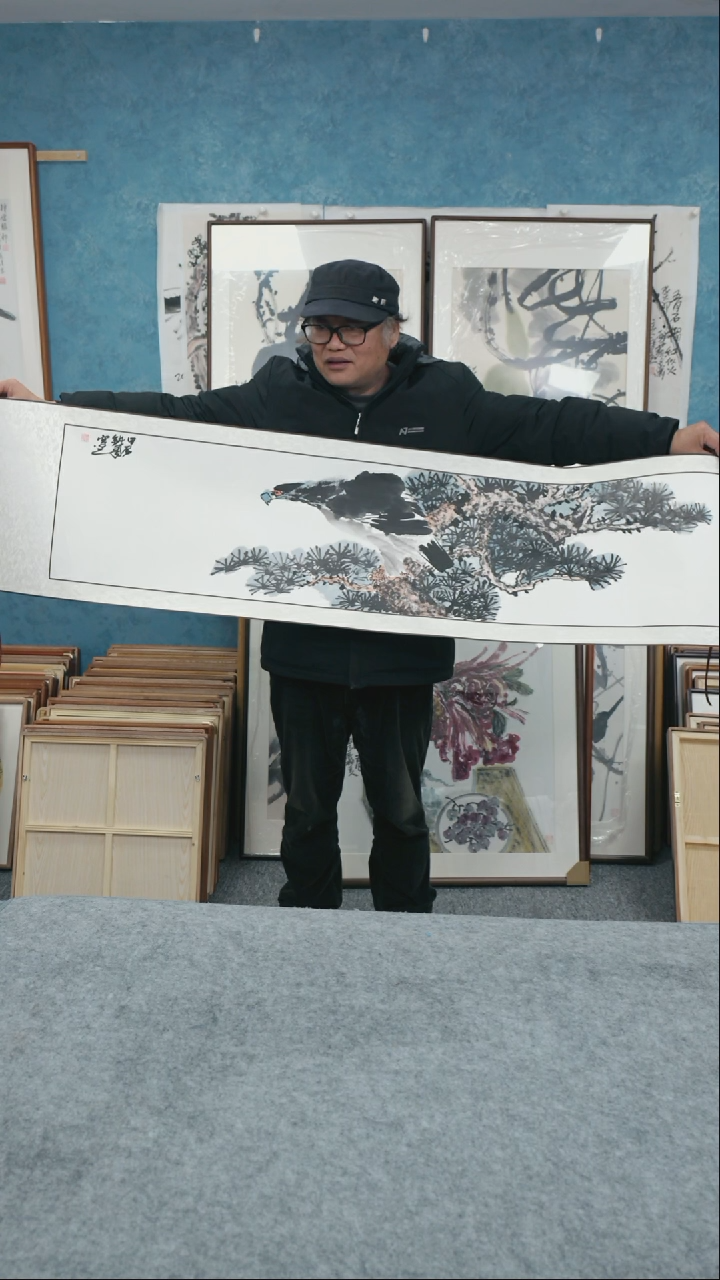 【闪购商品】国画四尺对开本土老师卷轴