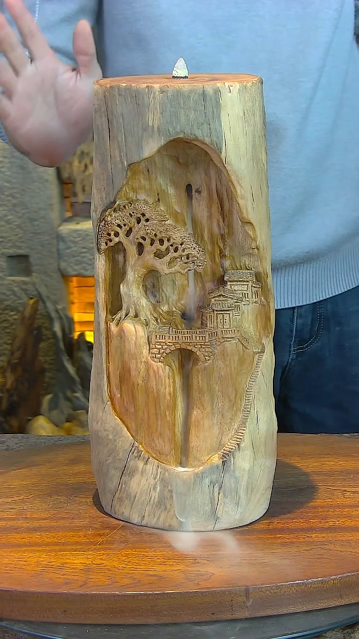 木香樟木山水摆件