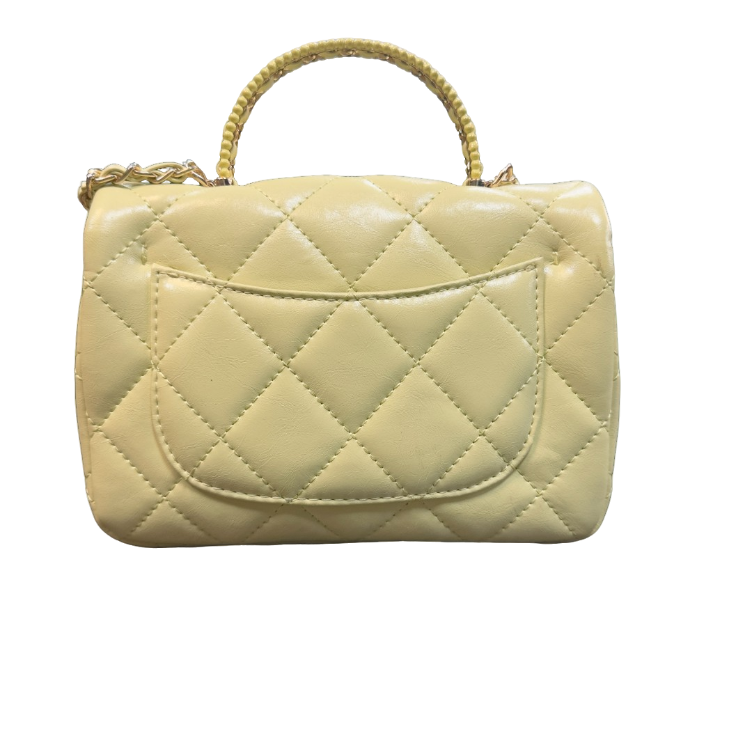 TOLEX2025新款手工女包休闲时尚百搭豆豆手柄黄色21cm