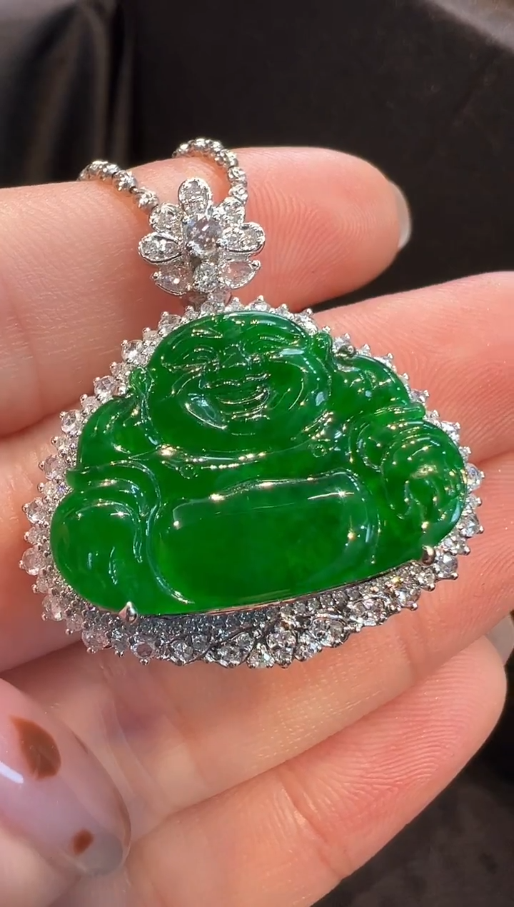 吊坠(不含链)18K金镶嵌翡翠不****1AL6