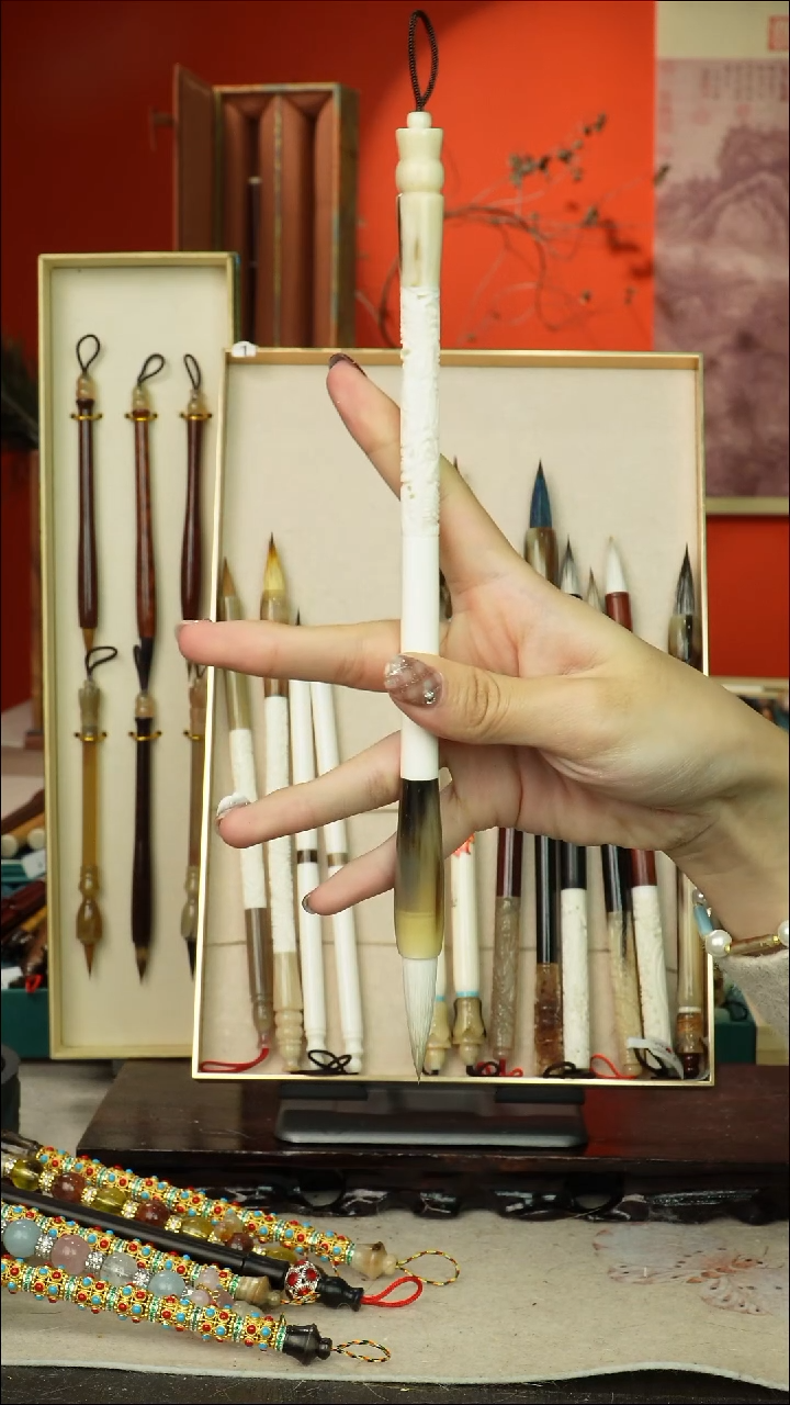 321号闪孤品高货毛笔链接 清水试笔 蘸墨不退