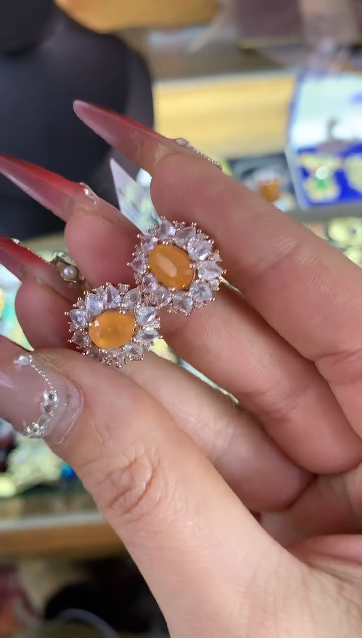 【闪购商品】石榴石（芬达石）耳饰银S925镶嵌楚楚中古珠宝甄选不退换