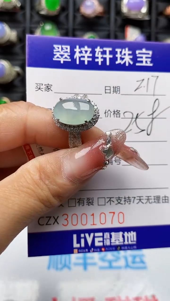 【闪购商品】翡翠戒指银S925镶嵌1070