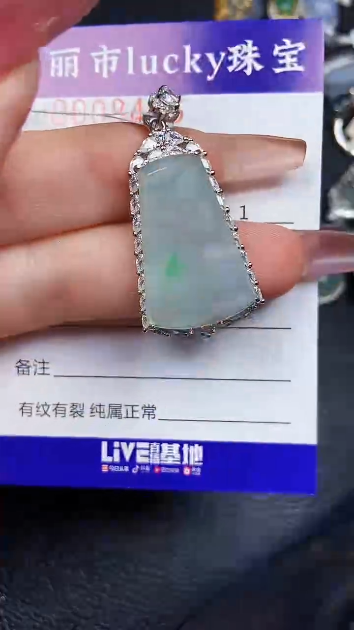 颈饰银S925镶嵌翡翠8496