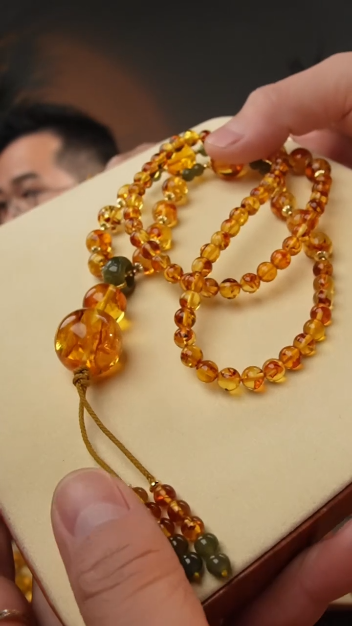 【闪购商品】琥珀颈饰未镶嵌花珀项链葫芦款