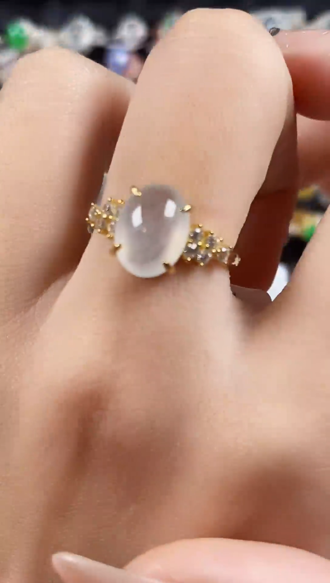 银S925镶嵌戒指翡翠 天然A货翡翠13