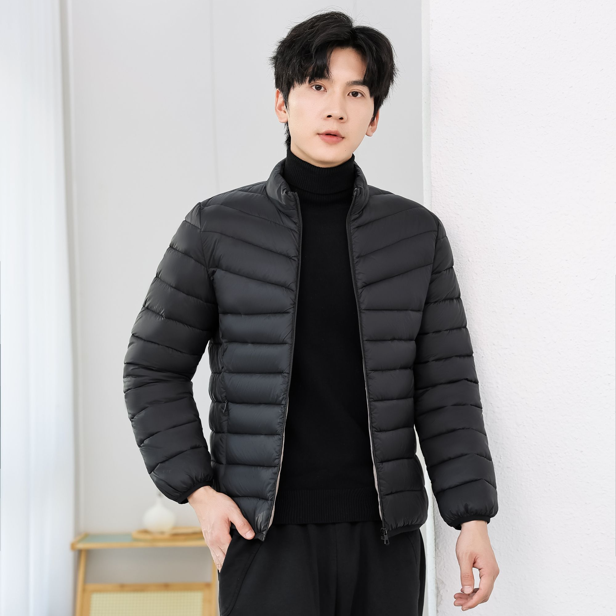 2025男款秋冬新款棉袄男士立领短款外套纯色修身显瘦休闲厚款棉服