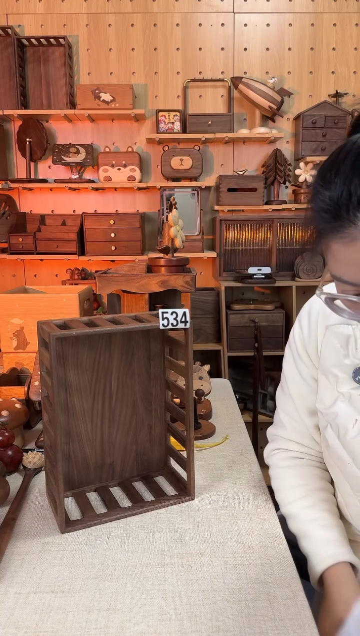 木珊*534号北美黑胡桃栅栏收纳筐