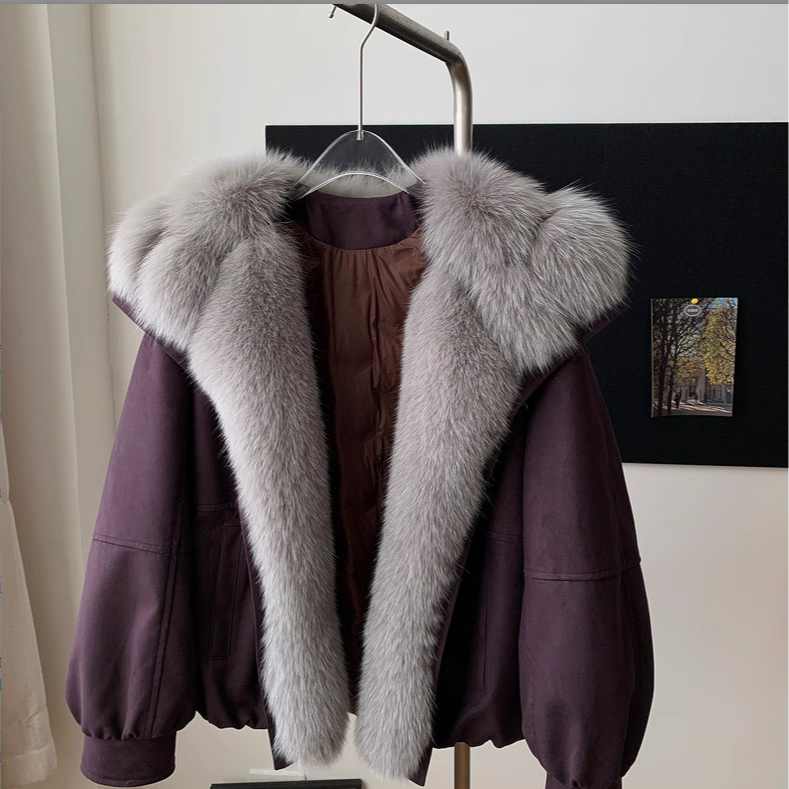 6682高端冬季新款宽松洋气大毛领外套