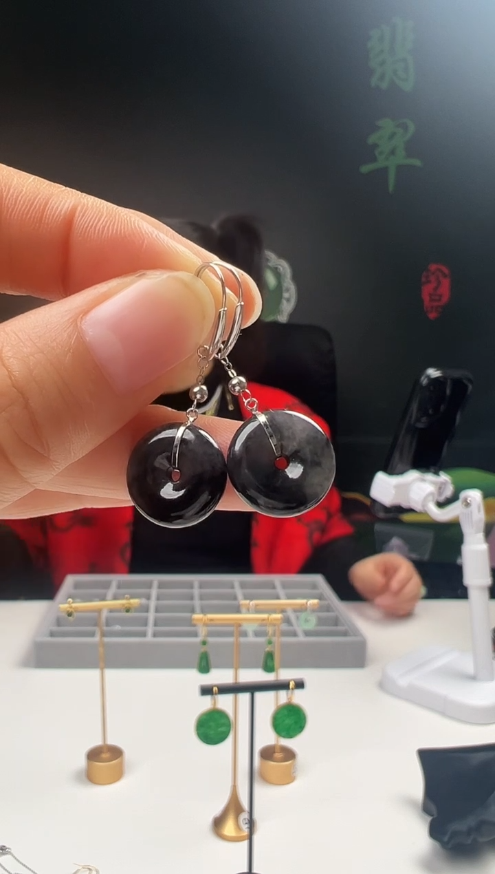 18K金镶嵌翡翠耳饰003