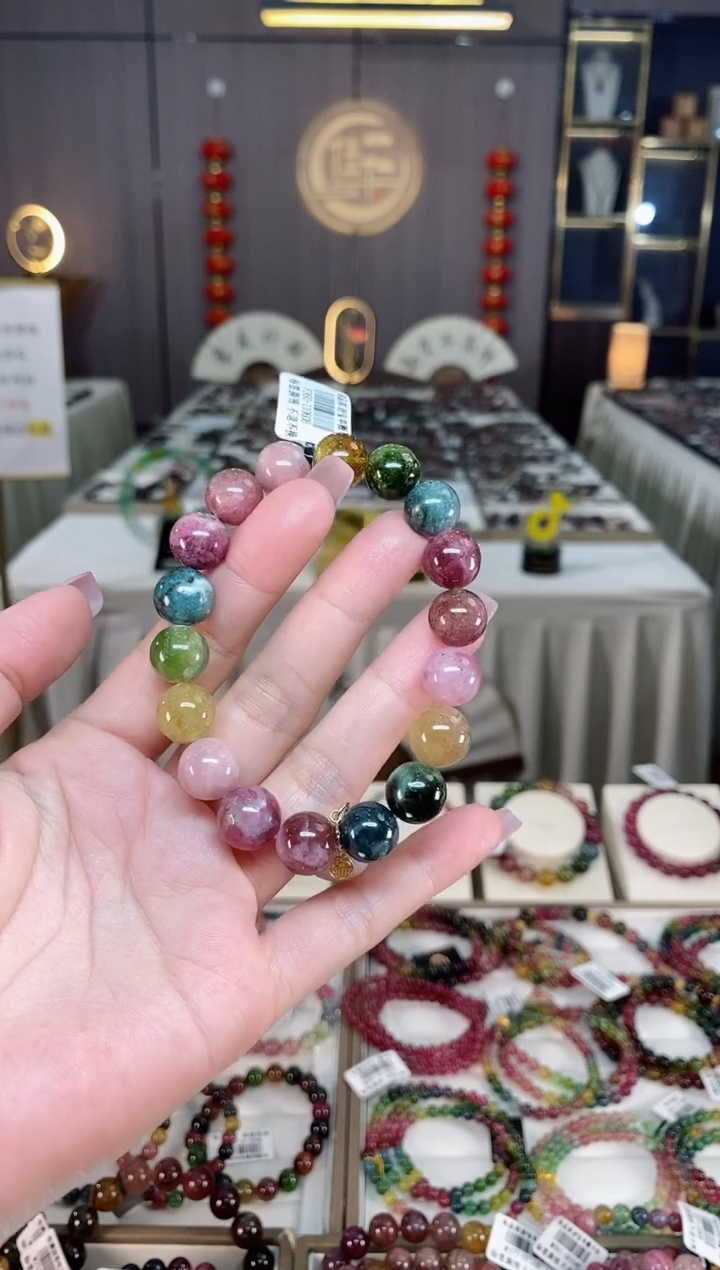 未镶嵌老矿碧玺彩虹单圈手串11mm+碧玺hon多样性发一条