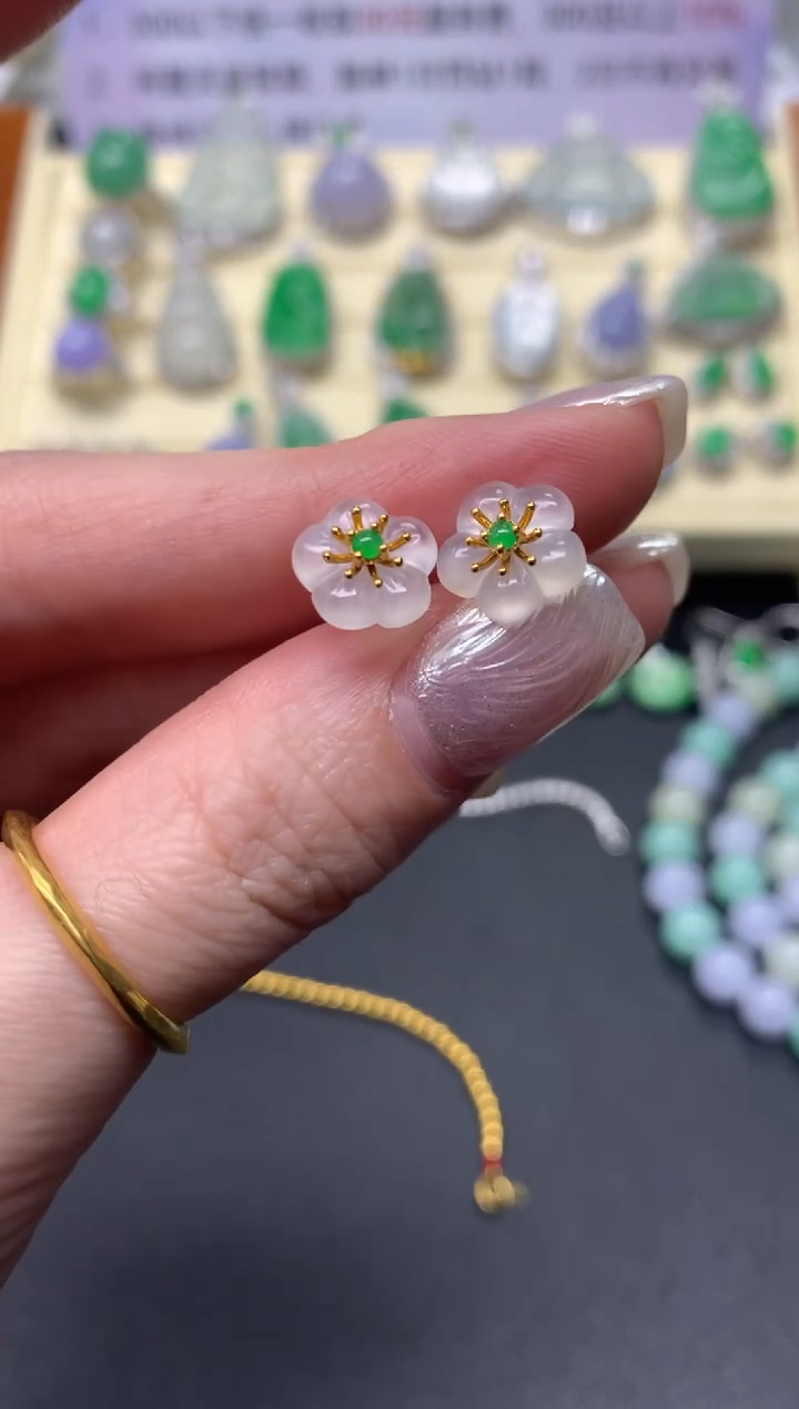 【闪购商品】翡翠耳饰18K金镶嵌多样性发其一|800+80
