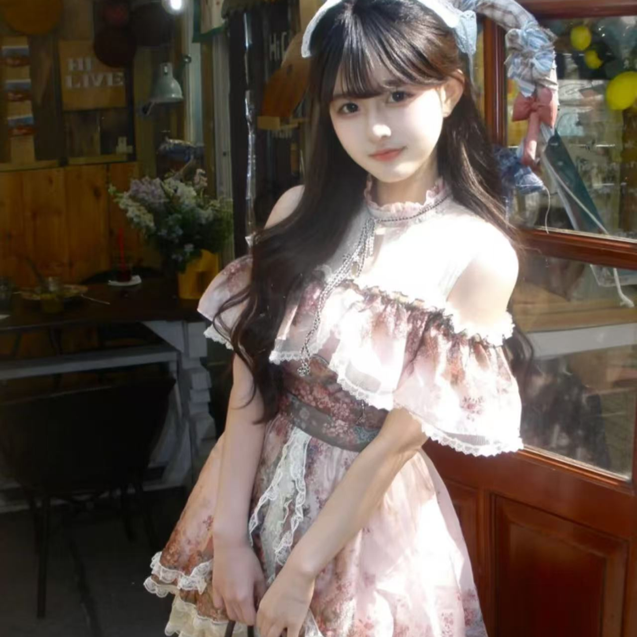 粉色法式印花宫廷风重工连衣裙2024春秋新款高腰时尚显瘦气质裙子