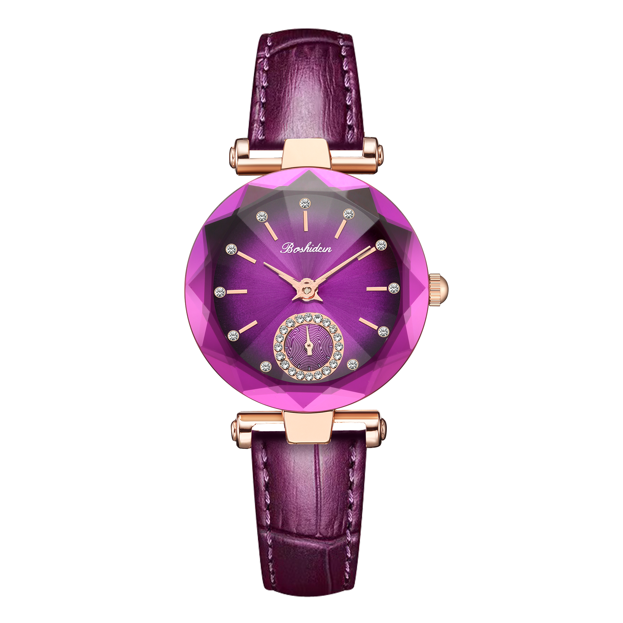 潮流时尚百搭紫罗兰海洋之心休闲皮带防水女表8131专属