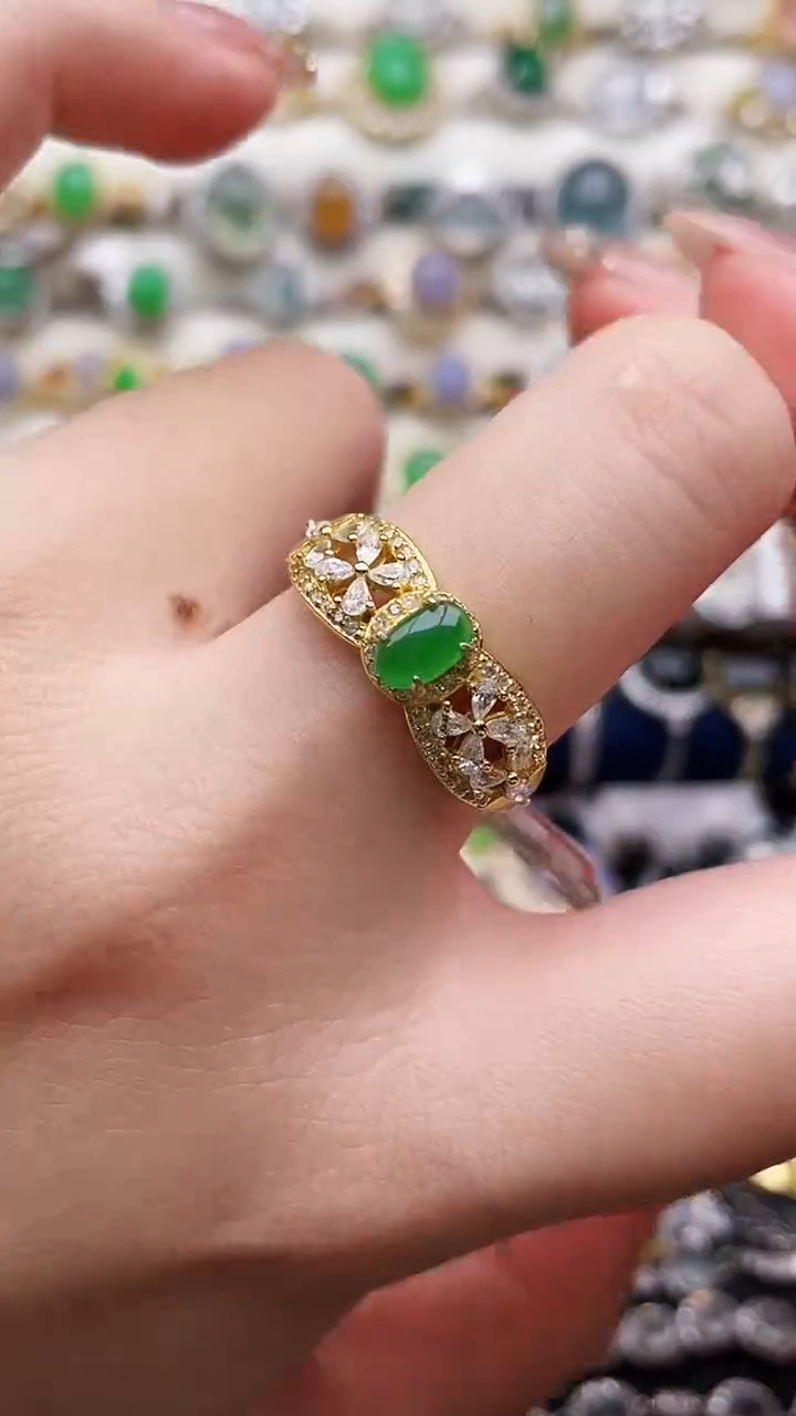 银S925镶嵌戒指翡翠128