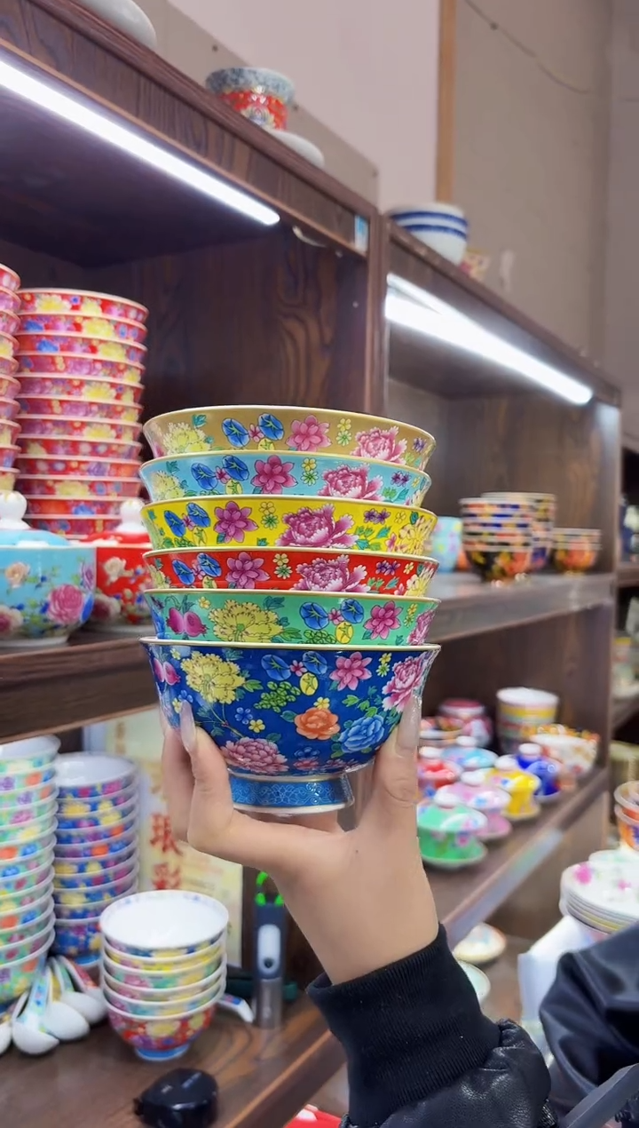 珐琅 5英寸饭碗6个景德镇餐具 