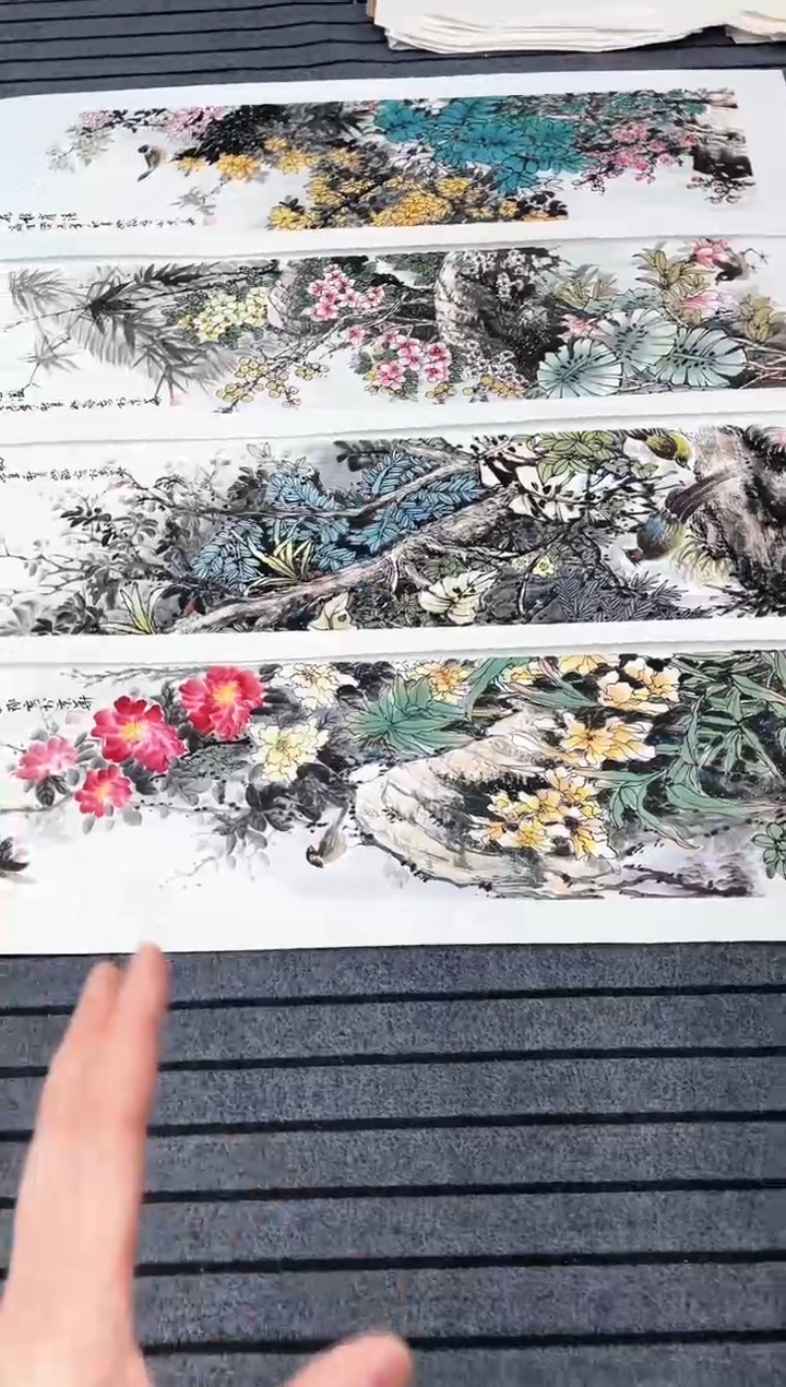 精品国画花鸟作品条屏
