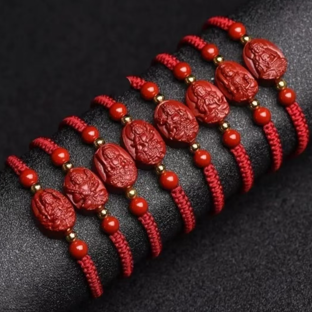 含辰砂工艺品朱砂守护佛本命佛手绳紫金砂红绳太岁