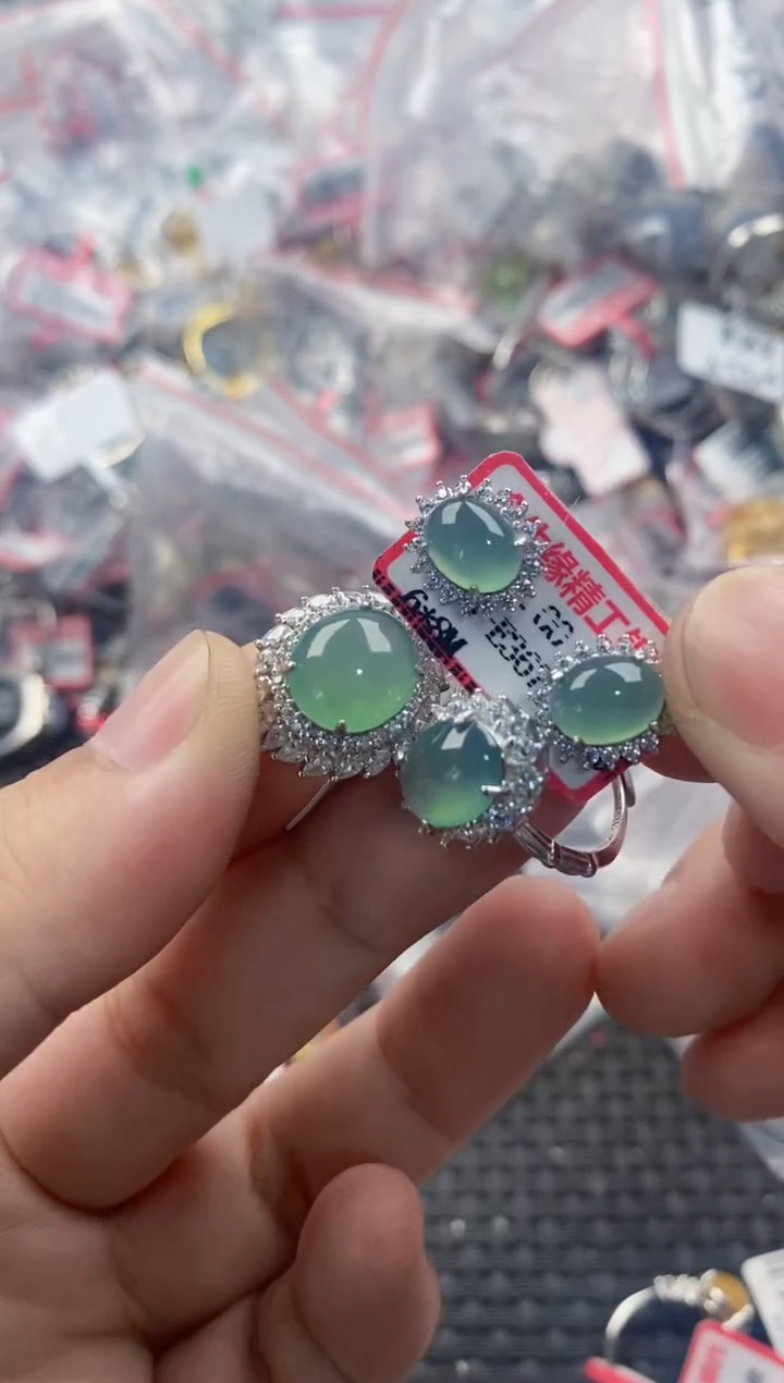 银S925镶嵌戒指翡翠333   3