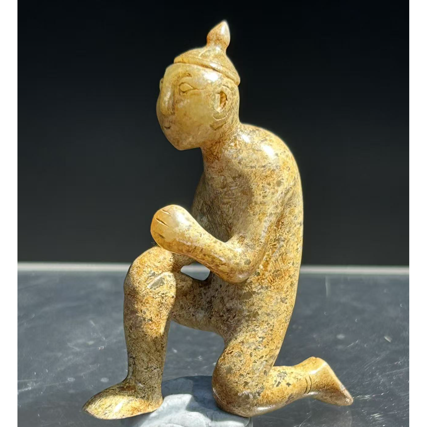 和田玉/跪人/摆件122868124