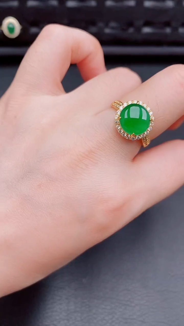 【闪购商品】翡翠戒指银S925镶嵌天然a货翡翠426