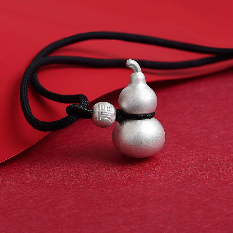 铜锦纶吊坠 【0933】休闲白搭葫芦吊坠磨砂银项链福禄挂坠情侣挂饰 