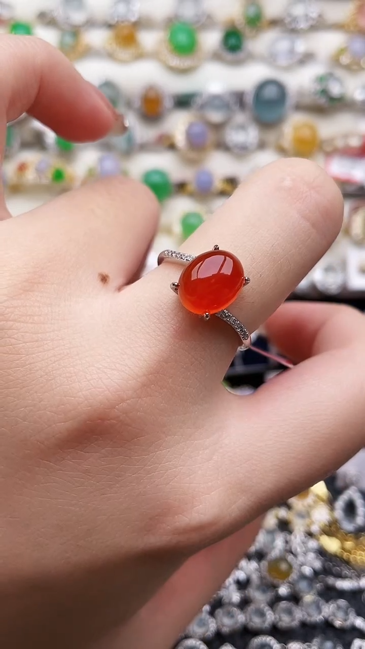 银S925镶嵌戒指玛瑙/玉髓160