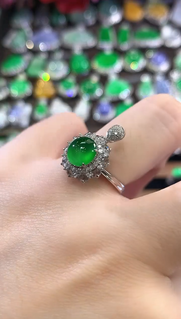 18K金镶嵌戒指翡翠C70