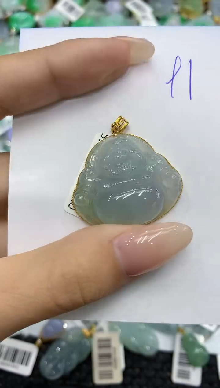 翡翠18K金镶嵌颈饰111111111111