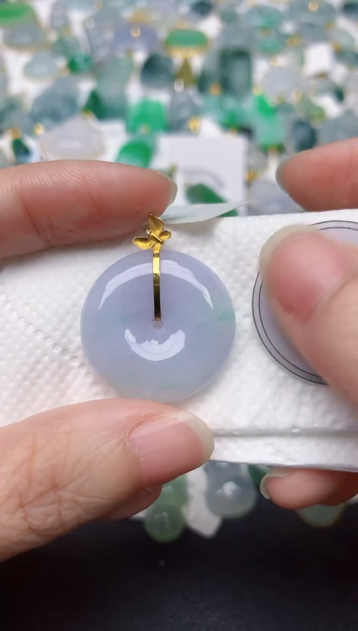 颈饰18K金镶嵌翡翠天然缅甸A货翡翠