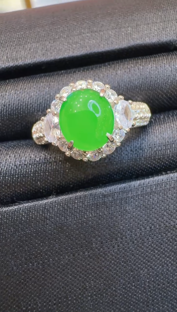 银S925镶嵌戒指翡翠多样性团购发一件