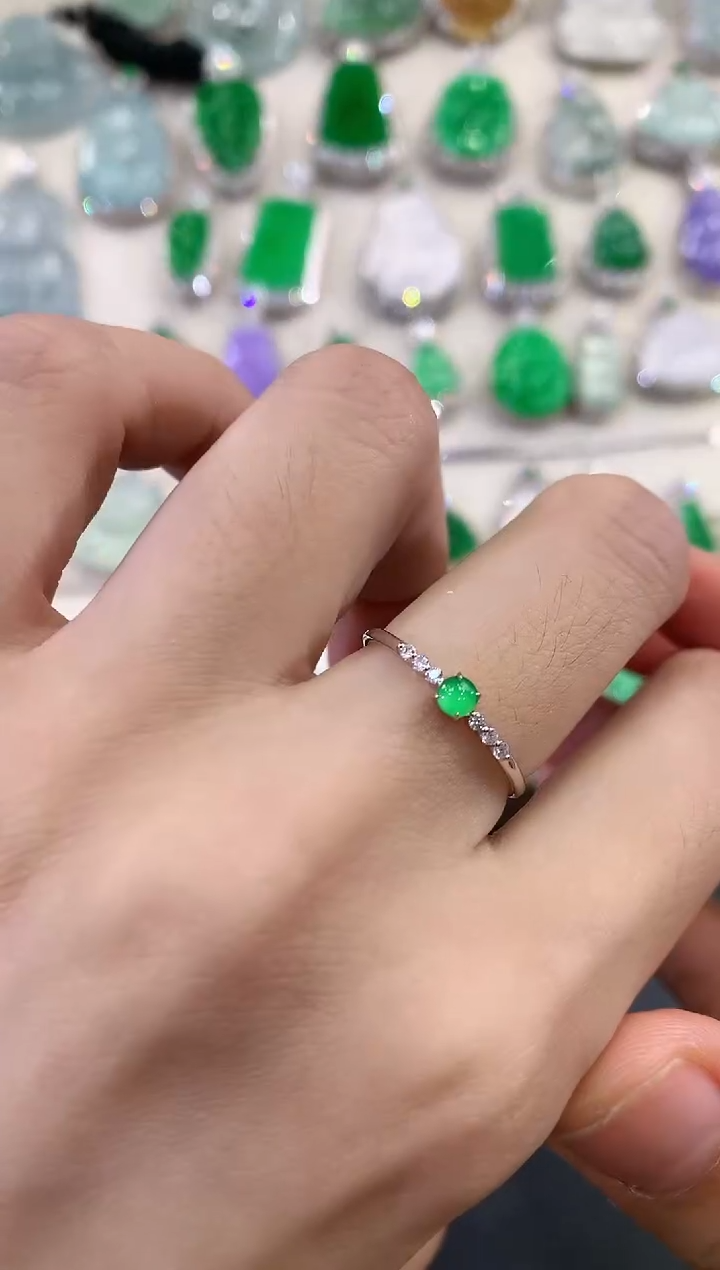 翡翠戒指18K金镶嵌V45   