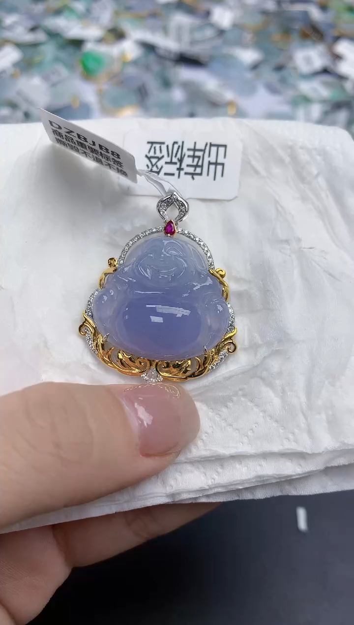 【闪购商品】翡翠颈饰18K金镶嵌天然缅甸翡翠A货
