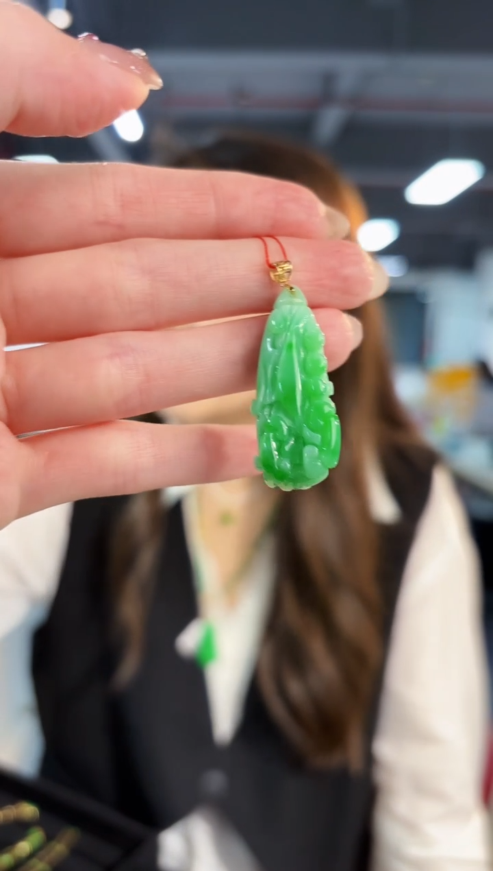 【闪购商品】翡翠颈饰18K金镶嵌缅料A货/支持复检/一件