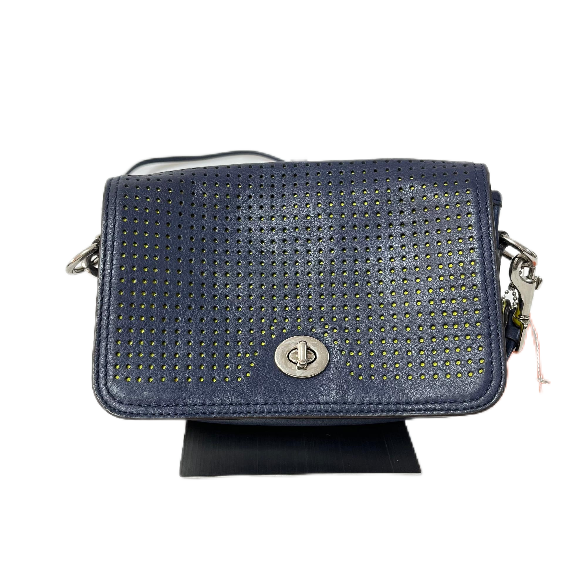 95新 COACH/蔻驰 藏蓝色全皮镂空单肩斜挎包 SH-3901-A