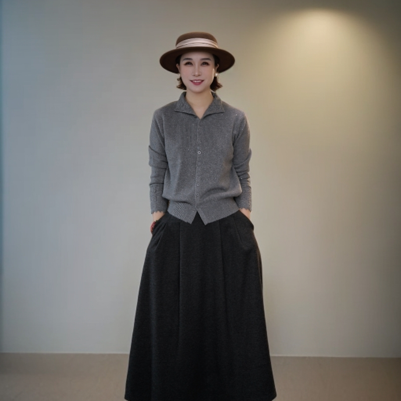 【赞妈甄选】新款镂空设计保暖舒适开衫羊毛毛衣ZM1959N