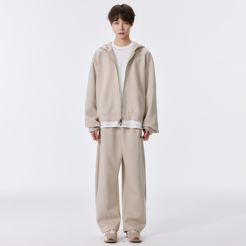 卫衣情侣男连帽套装休闲运动套装韩版春季纯色清凉感百搭痞帅宽松