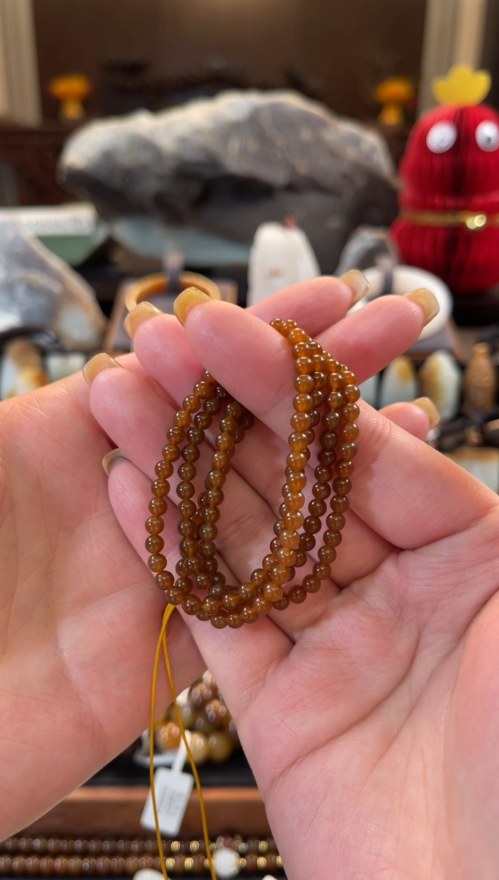 【闪购商品】和田玉（糖玉）手链未镶嵌金山全糖4mm小米珠