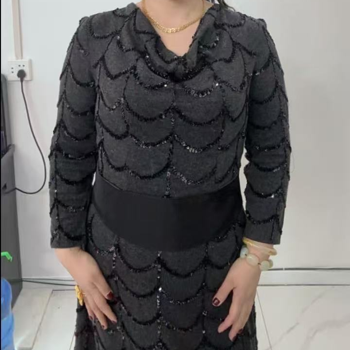 气质H型高领时尚设计师POLO领V领连衣裙秋季长袖针织