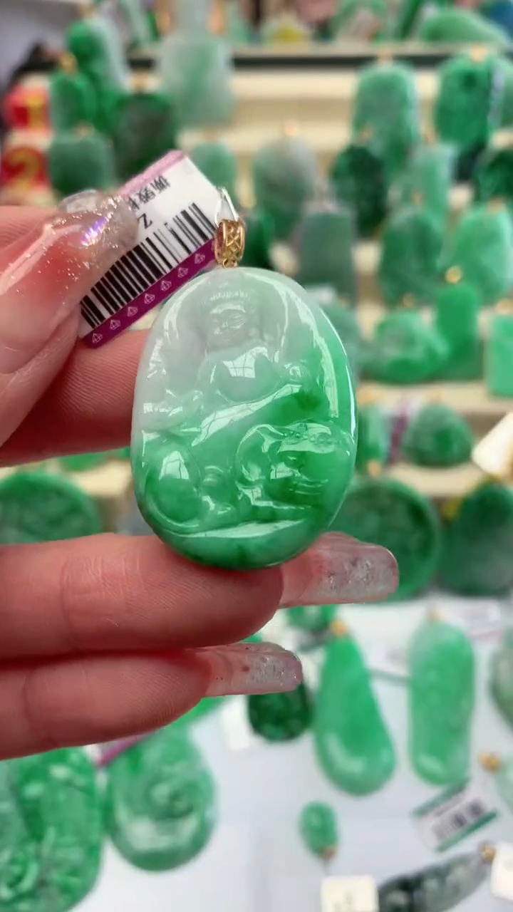 【闪购商品】翡翠颈饰18K金镶嵌挂件