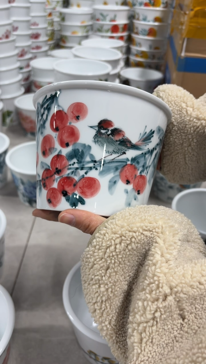 欣*景德镇手绘釉中彩（食品级）小号泡面桶